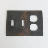 2 Toggle, 1 Duplex Wall Switch Plate - Hammered Design