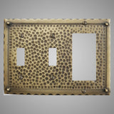 2 Toggle, 1 Rocker Wall Switch Plate - Hammered Design