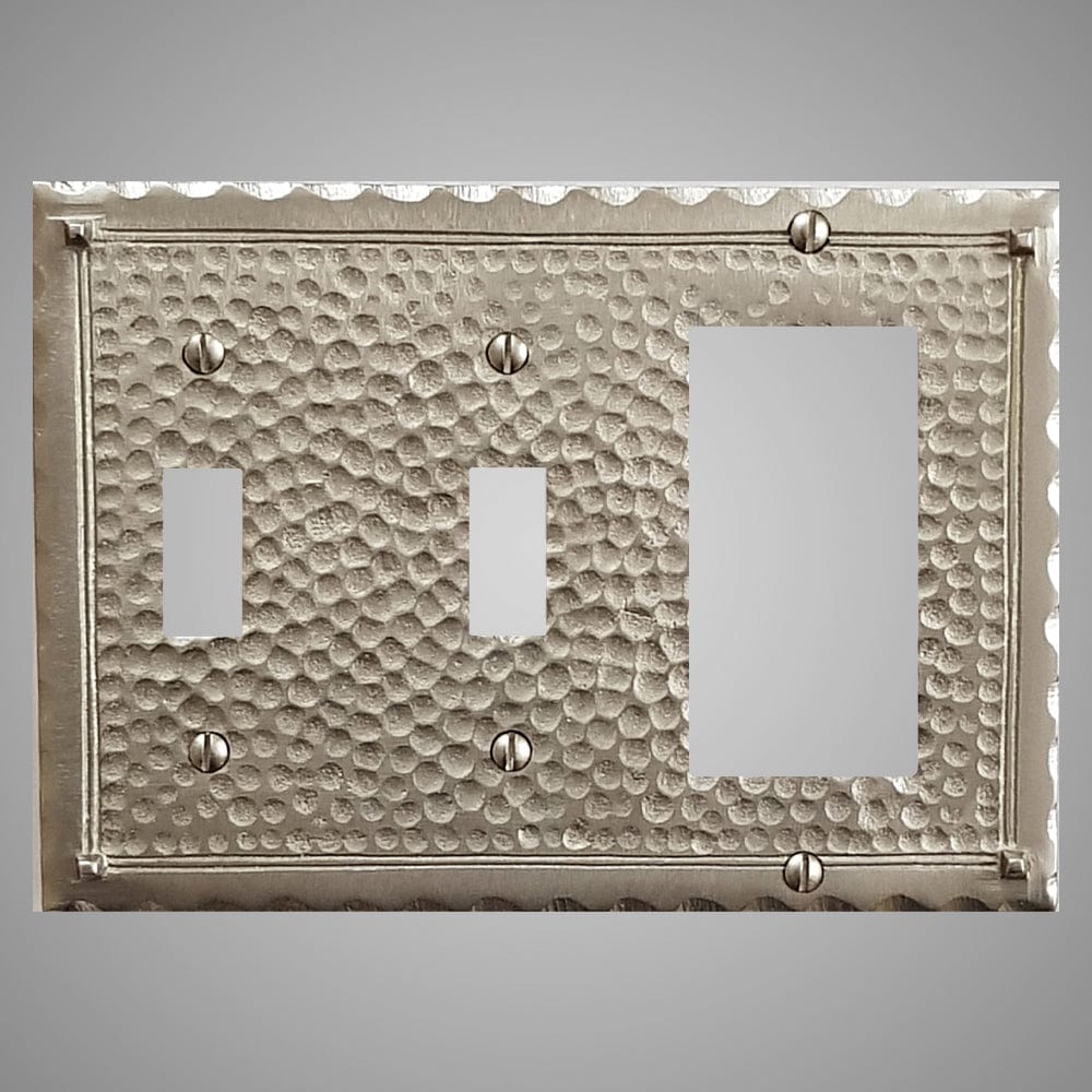 2 Toggle, 1 Rocker Wall Switch Plate - Hammered Design