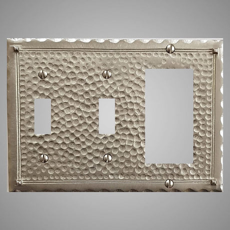 2 Toggle, 1 Rocker Wall Switch Plate - Hammered Design