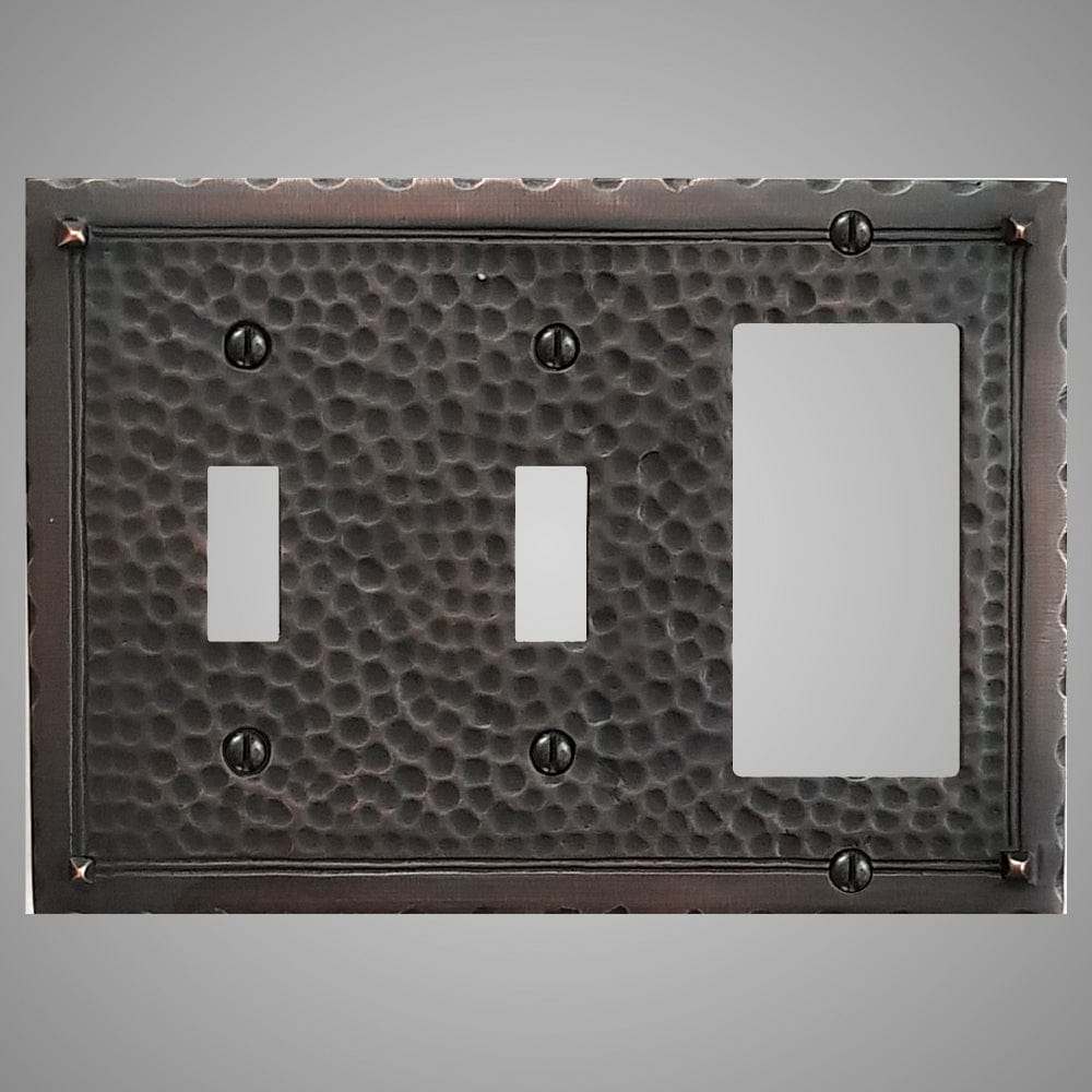 2 Toggle, 1 Rocker Wall Switch Plate - Hammered Design