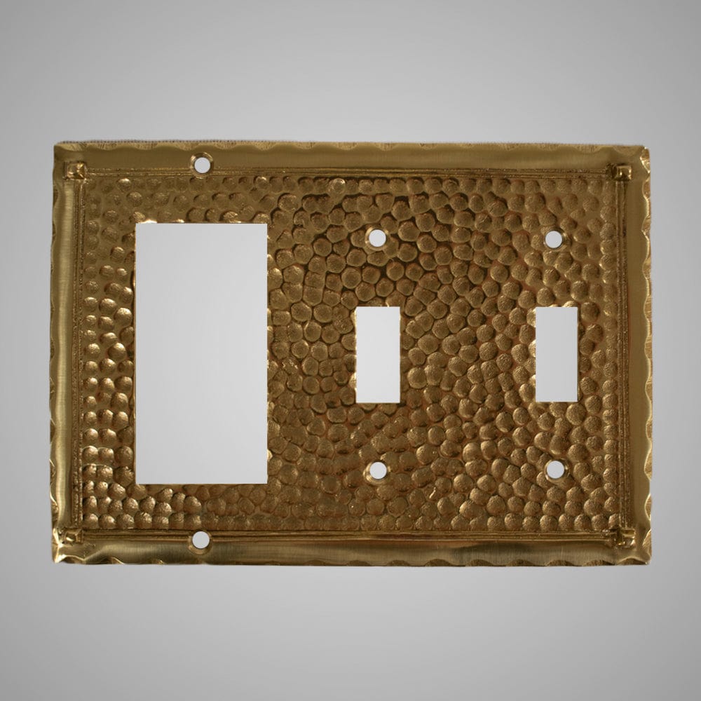 2 Toggle, 1 Rocker Wall Switch Plate - Hammered Design