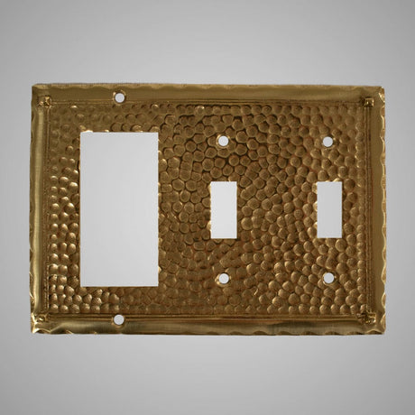 2 Toggle, 1 Rocker Wall Switch Plate - Hammered Design