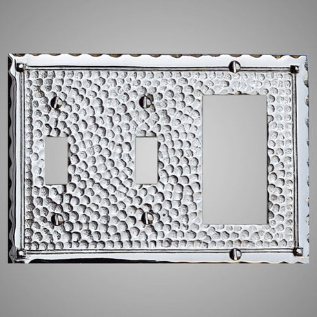 2 Toggle, 1 Rocker Wall Switch Plate - Hammered Design