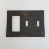2 Toggle, 1 Rocker Wall Switch Plate - Hammered Design