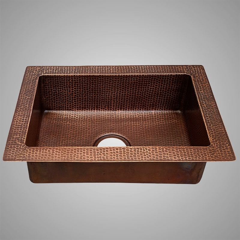 22" Acapulco Hammered Copper Single-Bowl Drop-In Kitchen Sink
