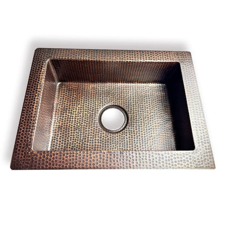 22" Acapulco Hammered Copper Single-Bowl Drop-In Kitchen Sink - Dark Brown Light
