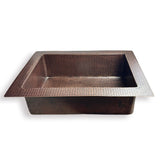 22" Acapulco Hammered Copper Single-Bowl Drop-In Kitchen Sink - Dark Brown Light