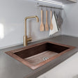 22" Acapulco Hammered Copper Single-Bowl Drop-In Kitchen Sink - Dark Brown Light