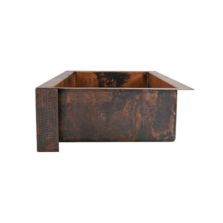 22" Bordenham Hammered Copper Single-Bowl Farmhouse Sink with Scrolled Front Apron