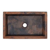 22" Bordenham Hammered Copper Single-Bowl Farmhouse Sink with Scrolled Front Apron