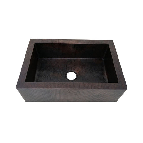 22" Fornengor Hammered Copper Single-Bowl Farmhouse Sink