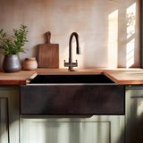 22" Fornengor Hammered Copper Single-Bowl Farmhouse Sink