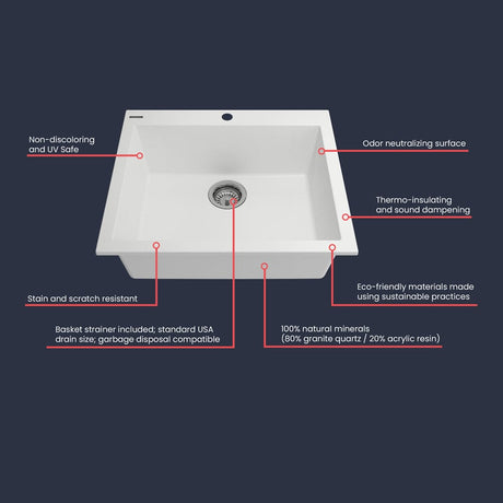 24" Aran Granite Composite Sink