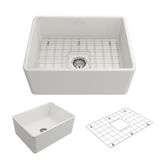24" Dreason Fireclay Single-Bowl Farmhouse Kitchen Sink