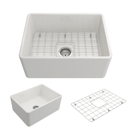 24" Dreason Fireclay Single-Bowl Farmhouse Kitchen Sink