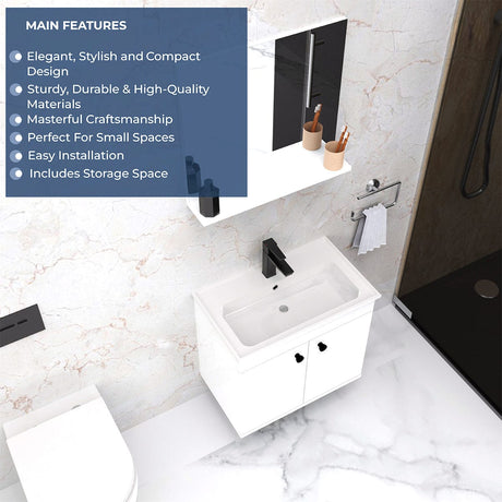 24" Osbourne Wall-Mount Vanity Cabinet with Mirror and Sink