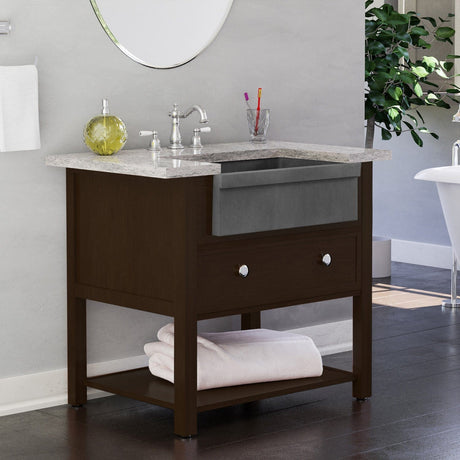 24" Ramis Cast Concrete Smooth Apron Single-Bowl Farmhouse Sink with Top Lip - Dusk Grey