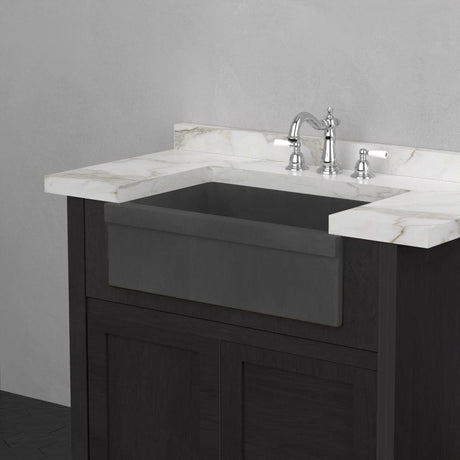 24" Ramis Cast Concrete Smooth Apron Single-Bowl Farmhouse Sink with Top Lip - Dusk Grey