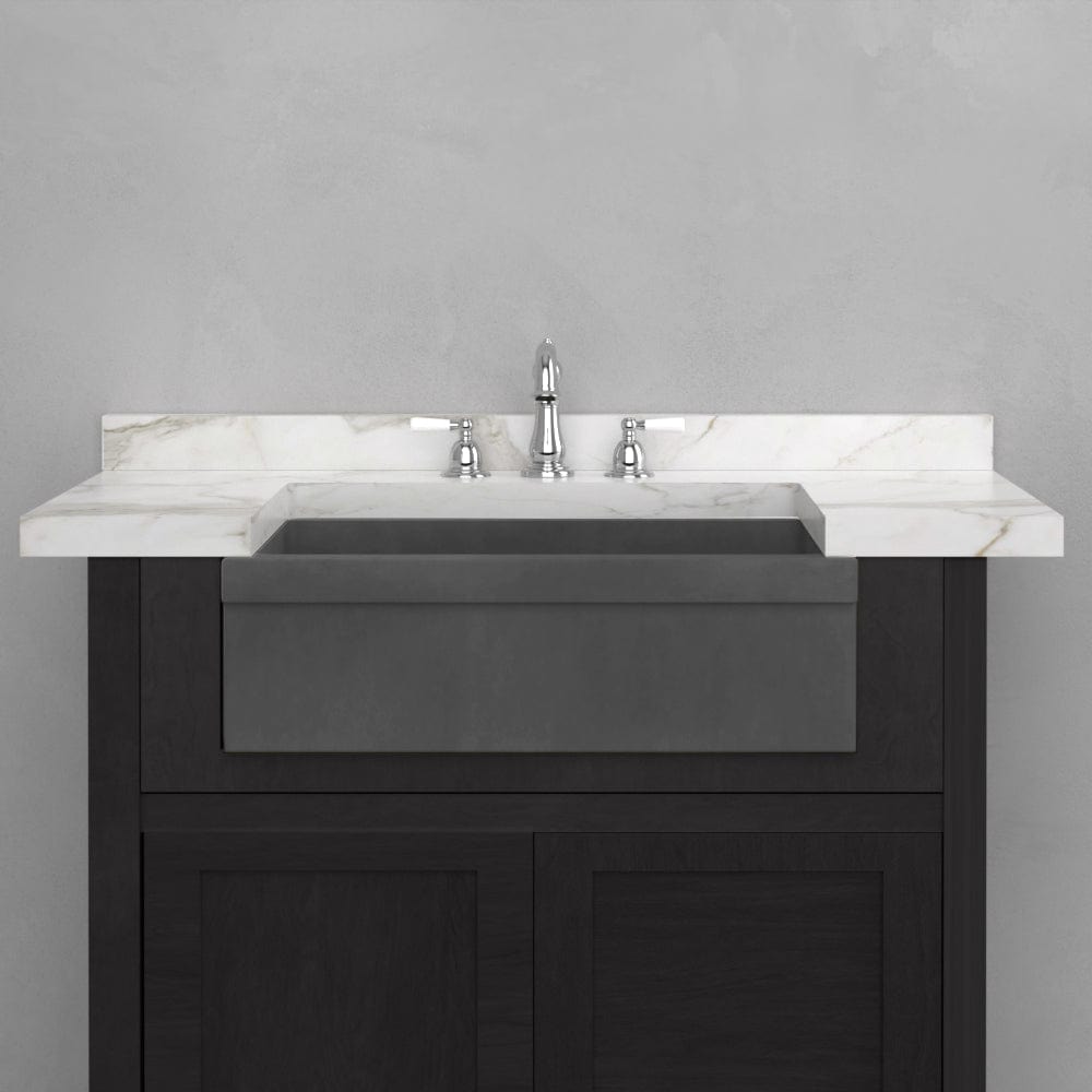 24" Ramis Cast Concrete Smooth Apron Single-Bowl Farmhouse Sink with Top Lip - Dusk Grey