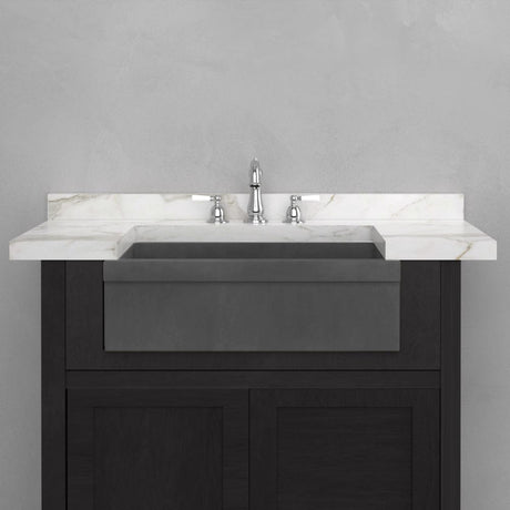 24" Ramis Cast Concrete Smooth Apron Single-Bowl Farmhouse Sink with Top Lip - Dusk Grey