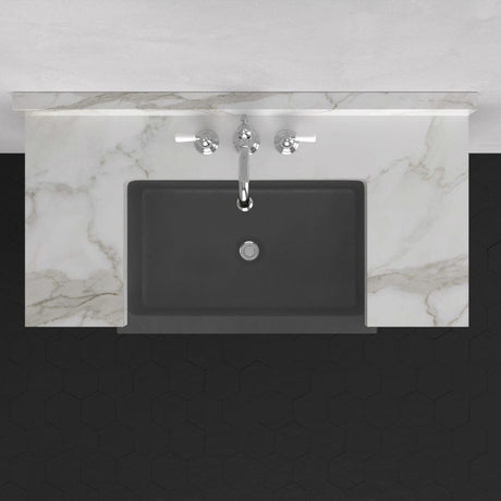 24" Ramis Cast Concrete Smooth Apron Single-Bowl Farmhouse Sink with Top Lip - Dusk Grey