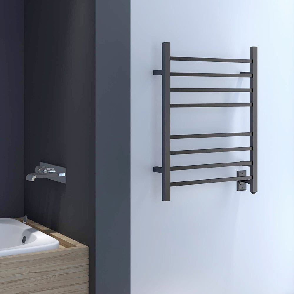 24" Tall 8 Square Bar Hardwired/Plug-in Wall-Mount Towel Warmer