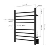 24" Tall 8 Square Bar Hardwired/Plug-in Wall-Mount Towel Warmer