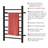 24" Tall 8 Square Bar Towel Warmer with Built-In Timer and Temperature Control Wall-Mount Plug-in/Hardwired
