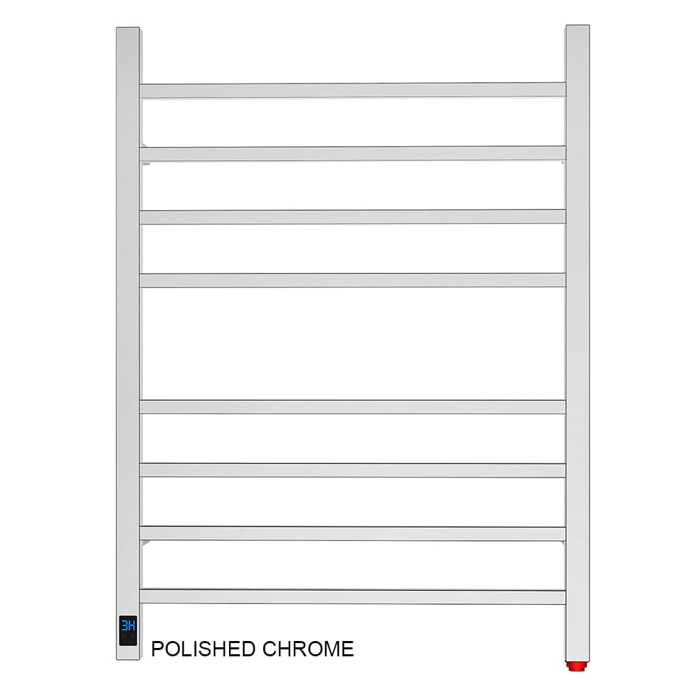 24" Tall 8 Square Bar Towel Warmer with Built-In Timer and Temperature Control Wall-Mount Plug-in/Hardwired