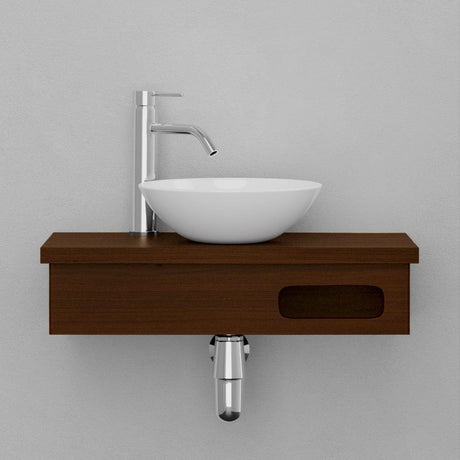 24" Thaxton Teak Wall-Mount Vessel Vanity with Towel Bar - Dark Antique