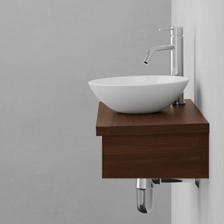 24" Thaxton Teak Wall-Mount Vessel Vanity with Towel Bar - Dark Antique