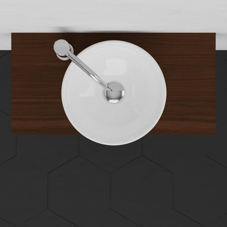 24" Thaxton Teak Wall-Mount Vessel Vanity with Towel Bar - Dark Antique