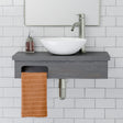 24" Thaxton Teak Wall-Mount Vessel Vanity with Towel Bar - Gray Wash