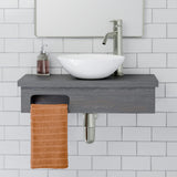 24" Thaxton Teak Wall-Mount Vessel Vanity with Towel Bar - Gray Wash