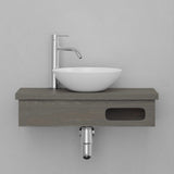 24" Thaxton Teak Wall-Mount Vessel Vanity with Towel Bar - Gray Wash