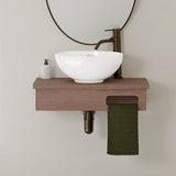 24" Thaxton Teak Wall-Mount Vessel Vanity with Towel Bar - Whitewash