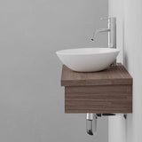 24" Thaxton Teak Wall-Mount Vessel Vanity with Towel Bar - Whitewash