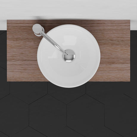 24" Thaxton Teak Wall-Mount Vessel Vanity with Towel Bar - Whitewash