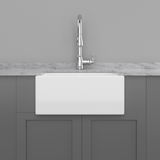 24" Velia Handcrafted Fireclay Single-Bowl Smooth Apron Farmhouse B-Grade Sink - White