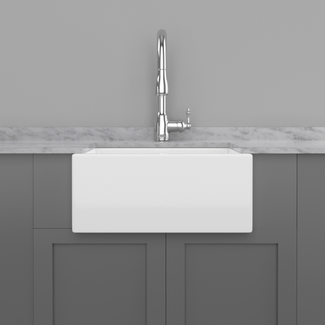 24" Velia Handcrafted Fireclay Single-Bowl Smooth Apron Farmhouse B-Grade Sink - White