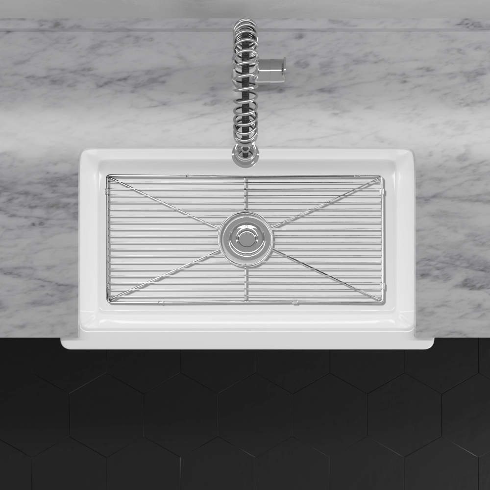 24" Yovanny Fireclay Fluted Apron Single-Bowl Farmhouse Sink - White