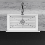 24" Yovanny Fireclay Fluted Apron Single-Bowl Farmhouse Sink - White