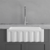 24" Yovanny Fireclay Fluted Apron Single-Bowl Farmhouse Sink - White