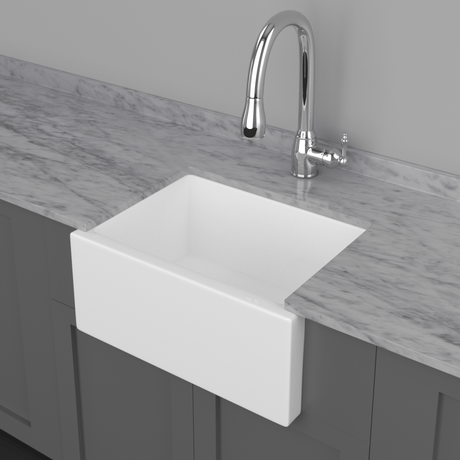 24" Yovanny Fireclay Smooth Apron Single-Bowl Farmhouse Sink - White