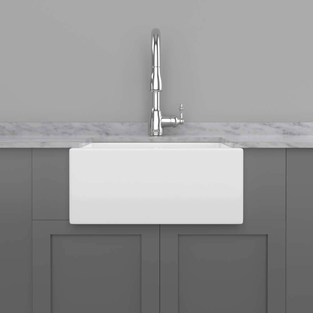 24" Yovanny Fireclay Smooth Apron Single-Bowl Farmhouse Sink - White