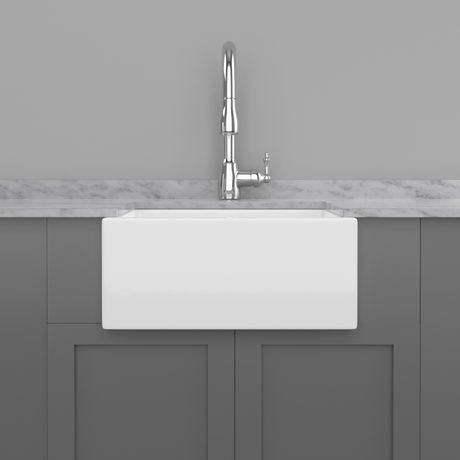 24" Yovanny Fireclay Smooth Apron Single-Bowl Farmhouse Sink - White