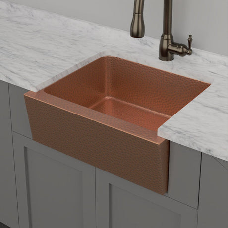 25" Atoka Hammered Copper Single-Bowl Farmhouse Sink
