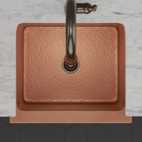 25" Atoka Hammered Copper Single-Bowl Farmhouse Sink