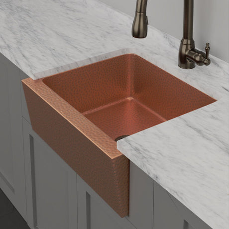 25" Atoka Hammered Copper Single-Bowl Farmhouse Sink